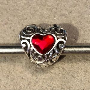 ♥️Listing! 🆕 Brighton Swirly Love bead Silver heart w red heart crystal Retired